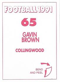 1991 Select AFL Stickers #65 Gavin Brown Back